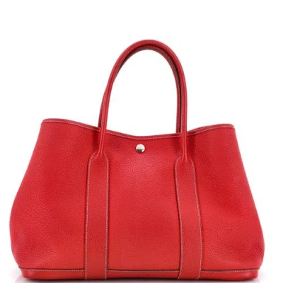 Pre-owned Hermes  Hermes Garden Party Tote Leather 36 In Red
