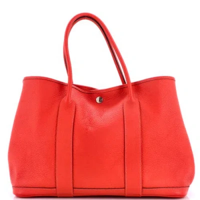 Pre-owned Hermes  Hermes Garden Party Tote Leather 36 In Red