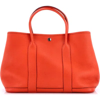 Pre-owned Hermes  Hermes Garden Party Tote Leather 36 In Red