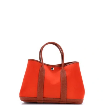 Pre-owned Hermes  Hermes Garden Party Tote Toile And Leather 30 In Brown