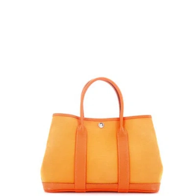 Pre-owned Hermes  Hermes Garden Party Tote Toile And Leather 30 In Orange