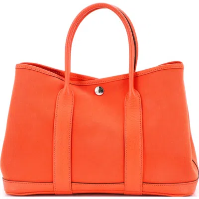 Pre-owned Hermes  Hermes Garden Party Tote Toile And Leather 30 In Orange
