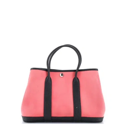 Pre-owned Hermes  Hermes Garden Party Tote Toile And Leather 30 In Pink