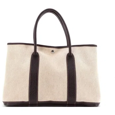 Pre-owned Hermes  Hermes Garden Party Tote Toile And Leather 36