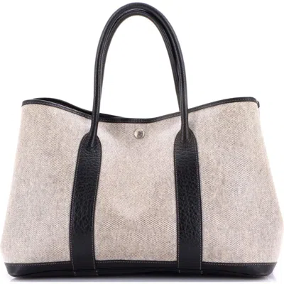 Pre-owned Hermes  Hermes Garden Party Tote Toile And Leather 36 In Black