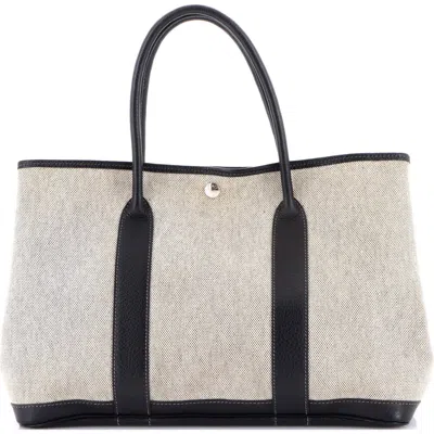 Pre-owned Hermes  Hermes Garden Party Tote Toile And Leather 36 In Black