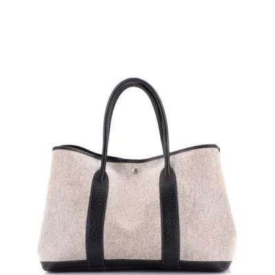 Pre-owned Hermes  Hermes Garden Party Tote Toile And Leather 36 In Black