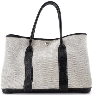 Pre-owned Pre-owned Hermes  Hermes Garden Party Tote Toile And Leather 36 In Black