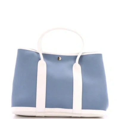 Pre-owned Pre-owned Hermes  Hermes Garden Party Tote Toile And Leather 36 In Blue