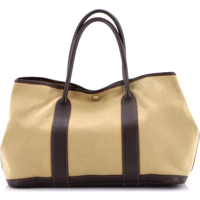 Pre-owned Hermes  Hermes Garden Party Tote Toile And Leather 36 In Brown