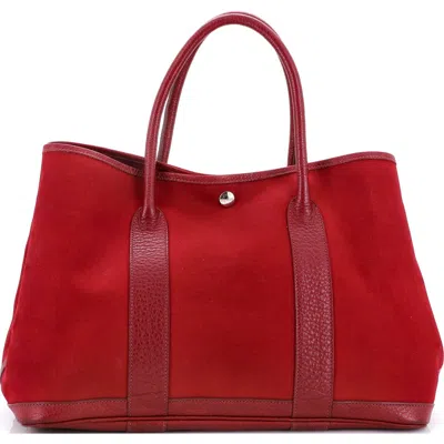 Pre-owned Hermes  Hermes Garden Party Tote Toile And Leather 36 In Red