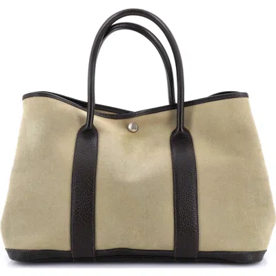 Pre-owned Hermes  Hermes Garden Party Tote Toile And Leather 36 In Sand