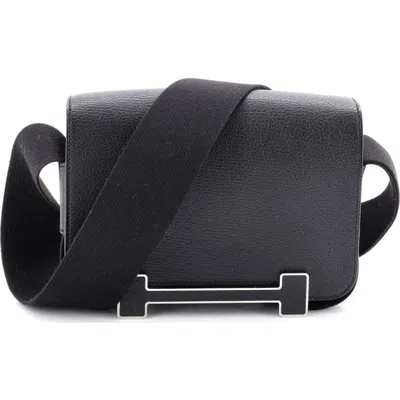 Pre-owned Hermes  Hermes Geta Bag Chevre Mysore In Black