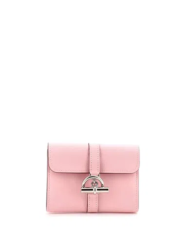 Pre-owned Pre-owned Hermes  Hermes Glenan Silver Tone Hardware Wallet In Pink