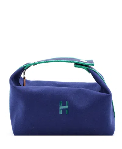 Pre-owned Pre-owned Hermes  Hermes Gm Bride-a-brac Travel Case Toile In Blue