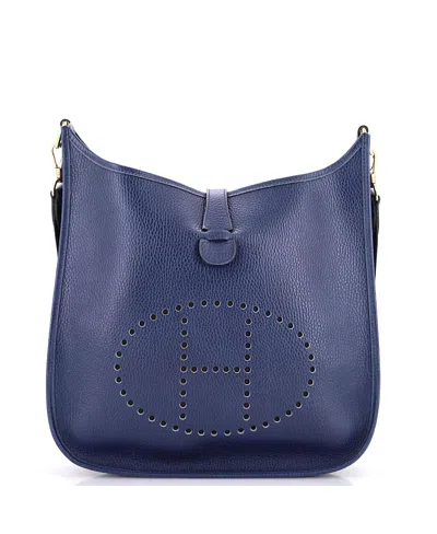 Pre-owned Pre-owned Hermes  Hermes Gm Evelyne Bag Gen I Ardennes In Blue
