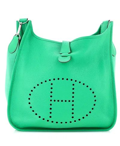 Pre-owned Pre-owned Hermes  Hermes Gm Evelyne Bag Gen I Clemence In Green