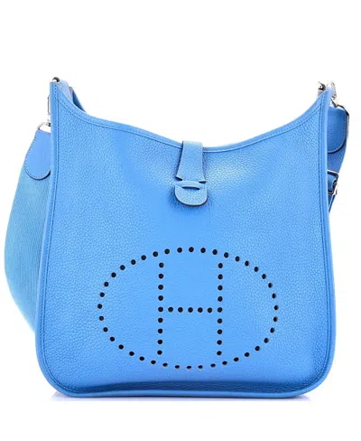 Pre-owned Pre-owned Hermes  Hermes Gm Evelyne Bag Gen Iii Clemence In Blue