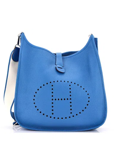 Pre-owned Pre-owned Hermes  Hermes Gm Evelyne Bag Gen Iii Clemence In Blue