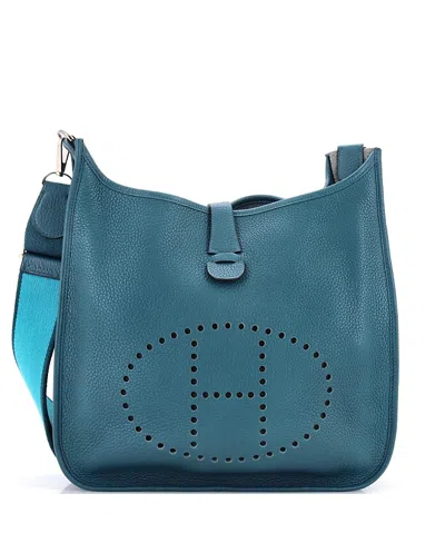 Pre-owned Pre-owned Hermes  Hermes Gm Evelyne Bag Gen Iii Clemence In Blue