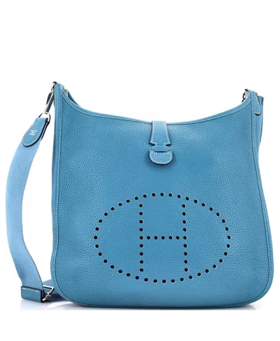 Pre-owned Pre-owned Hermes  Hermes Gm Evelyne Bag Gen Iii Clemence In Blue