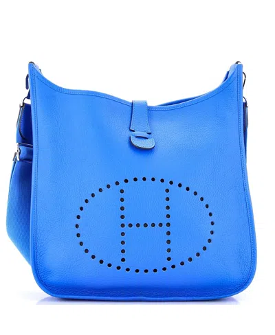 Pre-owned Pre-owned Hermes  Hermes Gm Evelyne Bag Gen Iii Clemence In Blue