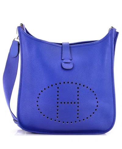 Pre-owned Pre-owned Hermes  Hermes Gm Evelyne Bag Gen Iii Clemence In Blue