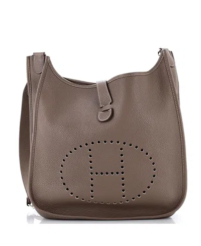 Pre-owned Pre-owned Hermes  Hermes Gm Evelyne Bag Gen Iii Clemence In Gray