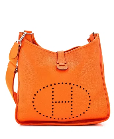 Pre-owned Pre-owned Hermes  Hermes Gm Evelyne Bag Gen Iii Clemence In Orange