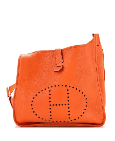 Pre-owned Pre-owned Hermes  Hermes Gm Evelyne Bag Gen Iii Clemence In Orange