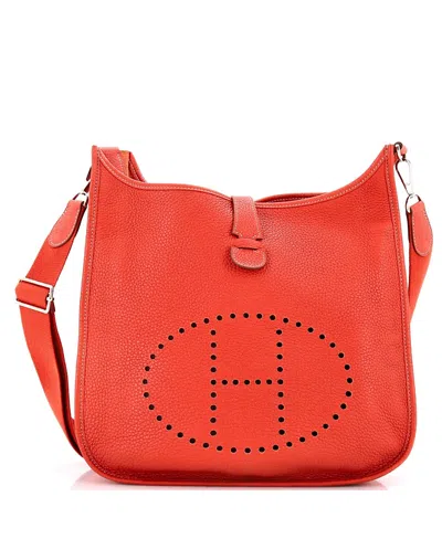 Pre-owned Pre-owned Hermes  Hermes Gm Evelyne Bag Gen Iii Clemence In Orange