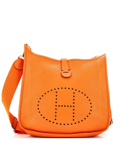 Pre-owned Pre-owned Hermes  Hermes Gm Evelyne Bag Gen Iii Clemence In Orange