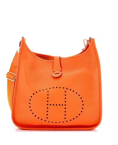 Pre-owned Pre-owned Hermes  Hermes Gm Evelyne Bag Gen Iii Clemence In Orange