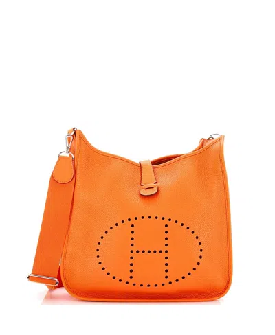 Pre-owned Pre-owned Hermes  Hermes Gm Evelyne Bag Gen Iii Clemence In Orange