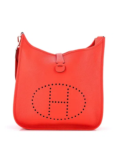 Pre-owned Pre-owned Hermes  Hermes Gm Evelyne Bag Gen Iii Clemence In Red