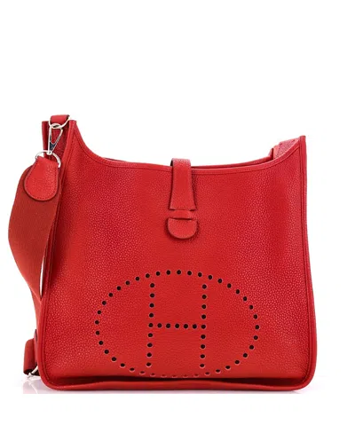 Pre-owned Pre-owned Hermes  Hermes Gm Evelyne Bag Gen Iii Clemence In Red