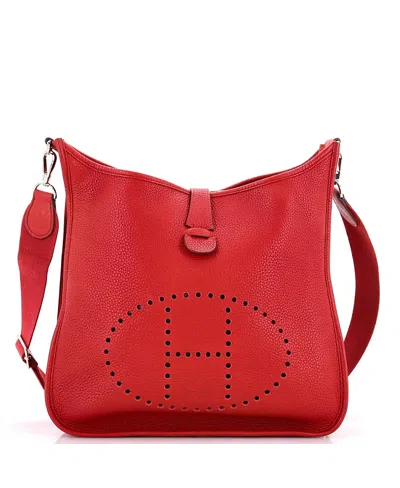 Pre-owned Pre-owned Hermes  Hermes Gm Evelyne Bag Gen Iii Clemence In Red