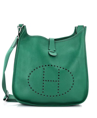 Pre-owned Pre-owned Hermes  Hermes Gm Evelyne Bag Gen Iii Epsom In Green