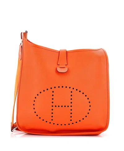 Pre-owned Pre-owned Hermes  Hermes Gm Evelyne Bag Gen Iii Epsom In Orange