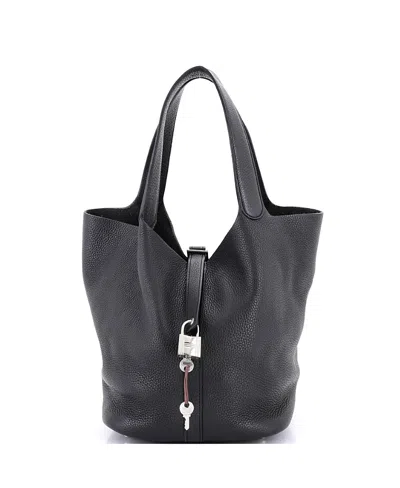 Pre-owned Pre-owned Hermes  Hermes Gm Picotin Lock Bag Clemence In Gray
