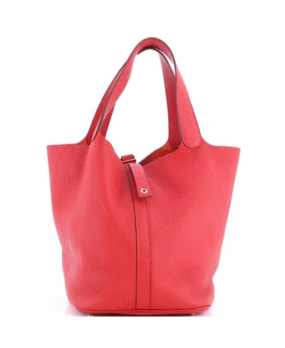 Pre-owned Pre-owned Hermes  Hermes Gm Picotin Lock Bag Clemence In Red