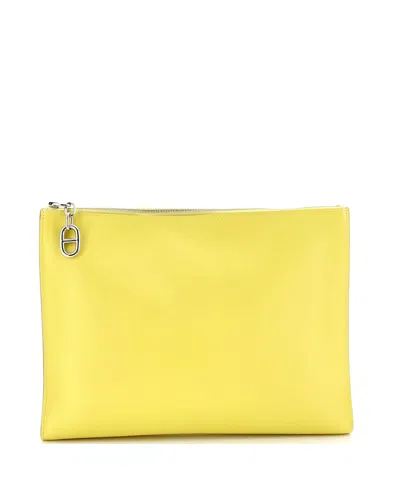 Pre-owned Pre-owned Hermes  Hermes Gm Zipengo Pouch Evercolor In Yellow