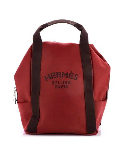 Pre-owned Pre-owned Hermes  Hermes Groom Backpack Printed Canvas In Burgundy