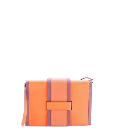 Pre-owned Pre-owned Hermes  Hermes H Passant Clutch Shoulder Bag Evercolor In Orange