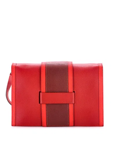 Pre-owned Pre-owned Hermes  Hermes H Passant Clutch Shoulder Bag Evercolor In Red