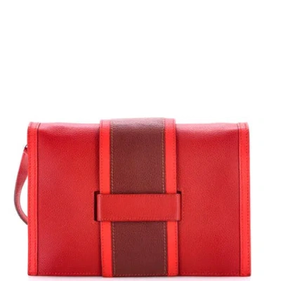Pre-owned Hermes  Hermes H Passant Clutch Shoulder Bag Evercolor In Red