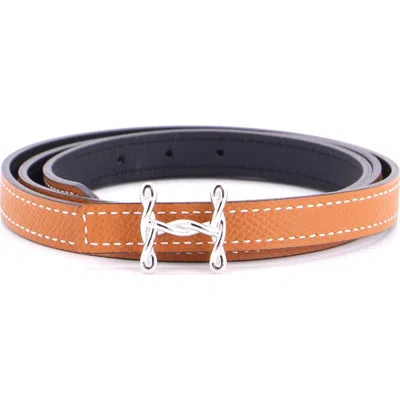 Pre-owned Hermes  Hermes H Torsade Buckle Reversible Belt Leather Thin In Brown