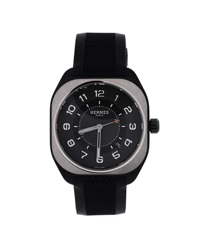 Pre-owned Pre-owned Hermes  Hermes H08 Automatic Watch In Titanium And Rubber 39mm In Dial Color: Black