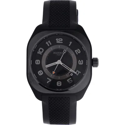 Pre-owned Hermes  Hermes H08 Automatic Watch Titanium And Rubber 39 In Black