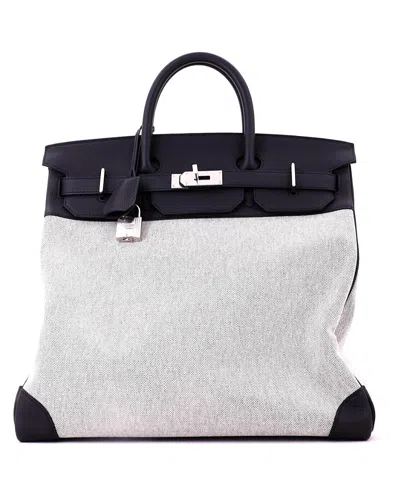 Pre-owned Pre-owned Hermes  Hermes Hac 40 Handbag Criss Cross Toile And Black Evercolor With Palladium Hardware